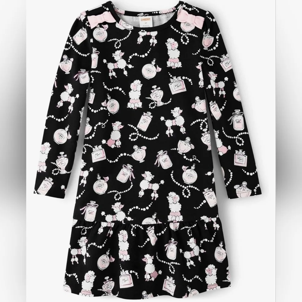Gymboree Dress Black Pink Long Sleeve Tres Chic Collection Print Size 12-18m NEW
